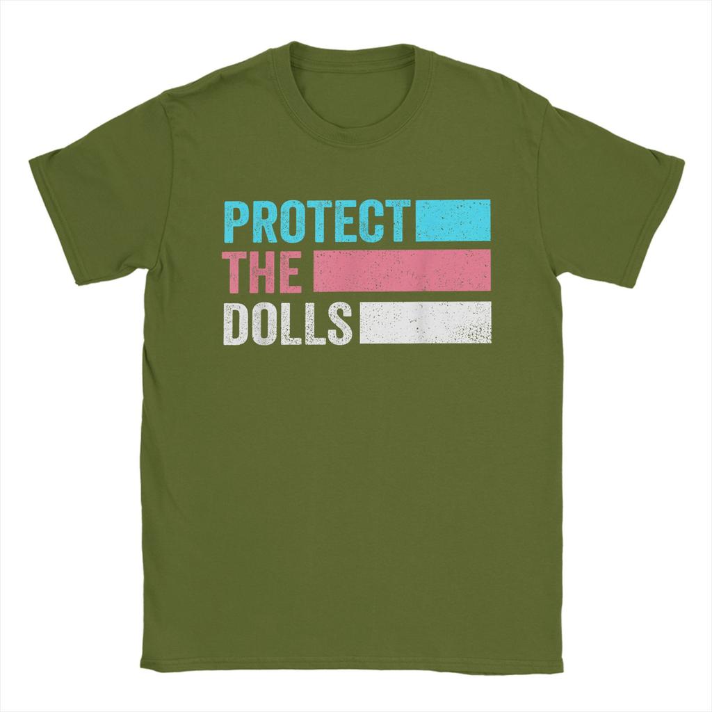 Protect The Dolls Quote T-Shirt Men Trans Women Solidairity Awesome Cotton Tee Round Neck Short Sleeve T Shirt Plus Size Clothes