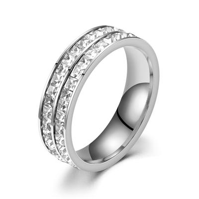 Nouveau Vente Chaude Classique Acier Inoxydable Bague Diamant Pour Femmes Hommes Accessoires Bijoux Taille 5-12