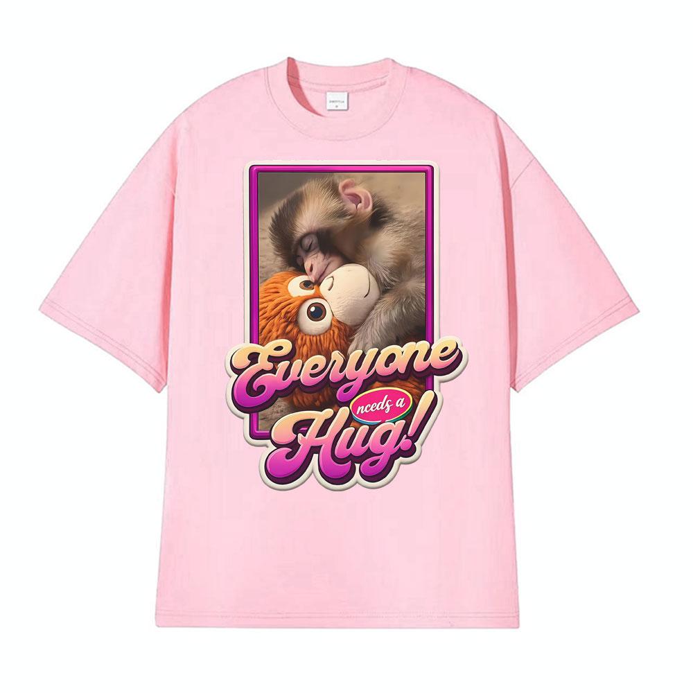 Punch The Funny Monkey Grafik T-Shirt Herren Damen Kleidung Baumwolle Hohe Qualität Rundhals-T-Shirts Übergroß Vintage Humor T-Shirts
