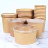 Disposable Round Kraft Paper Meal Bowls with Lids