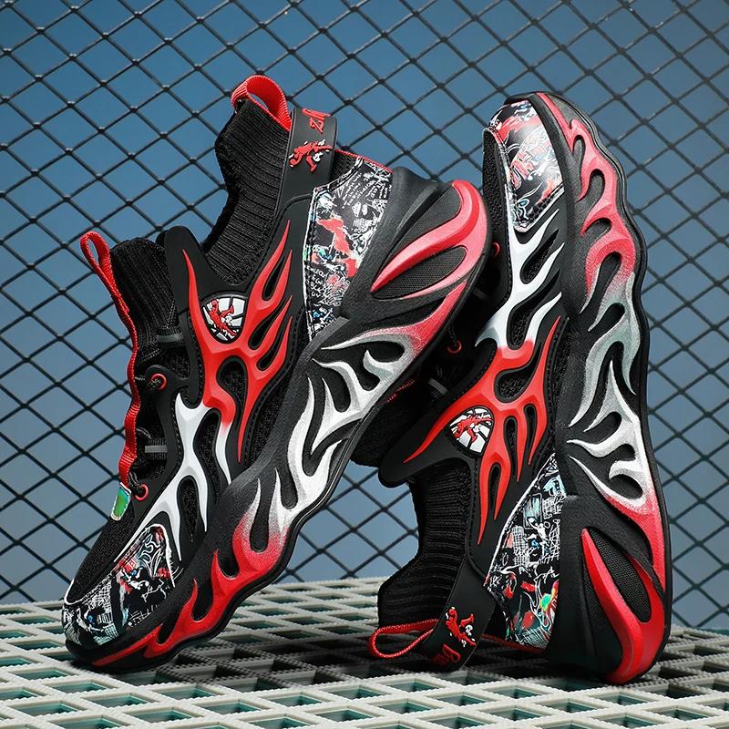 2024 New Men's Shoes Sneakers Camouflage Flying Weaving Bonfire Leisure Running Sneakers