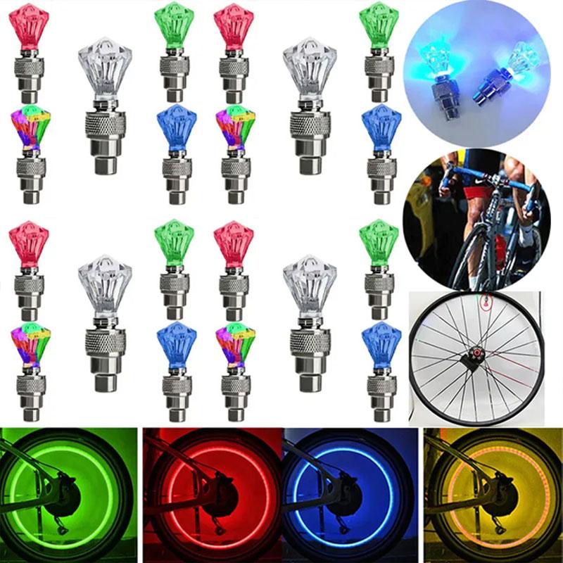 Neon Bike Lights Bicycle LED Light Tire Valve Cap Flashlight Wheel Spoke Lightweight Car Motorcycle Accessories