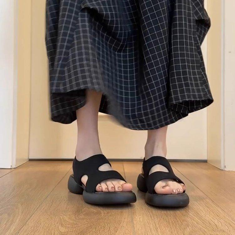 

Версия из овчины~ Винтажный колледж-стиль, наступающие на дерьмо спортивные сандалии, женские сандалии на толстой подошве, черные, с перемычкой, римские, с круглым носом 40 чёрный