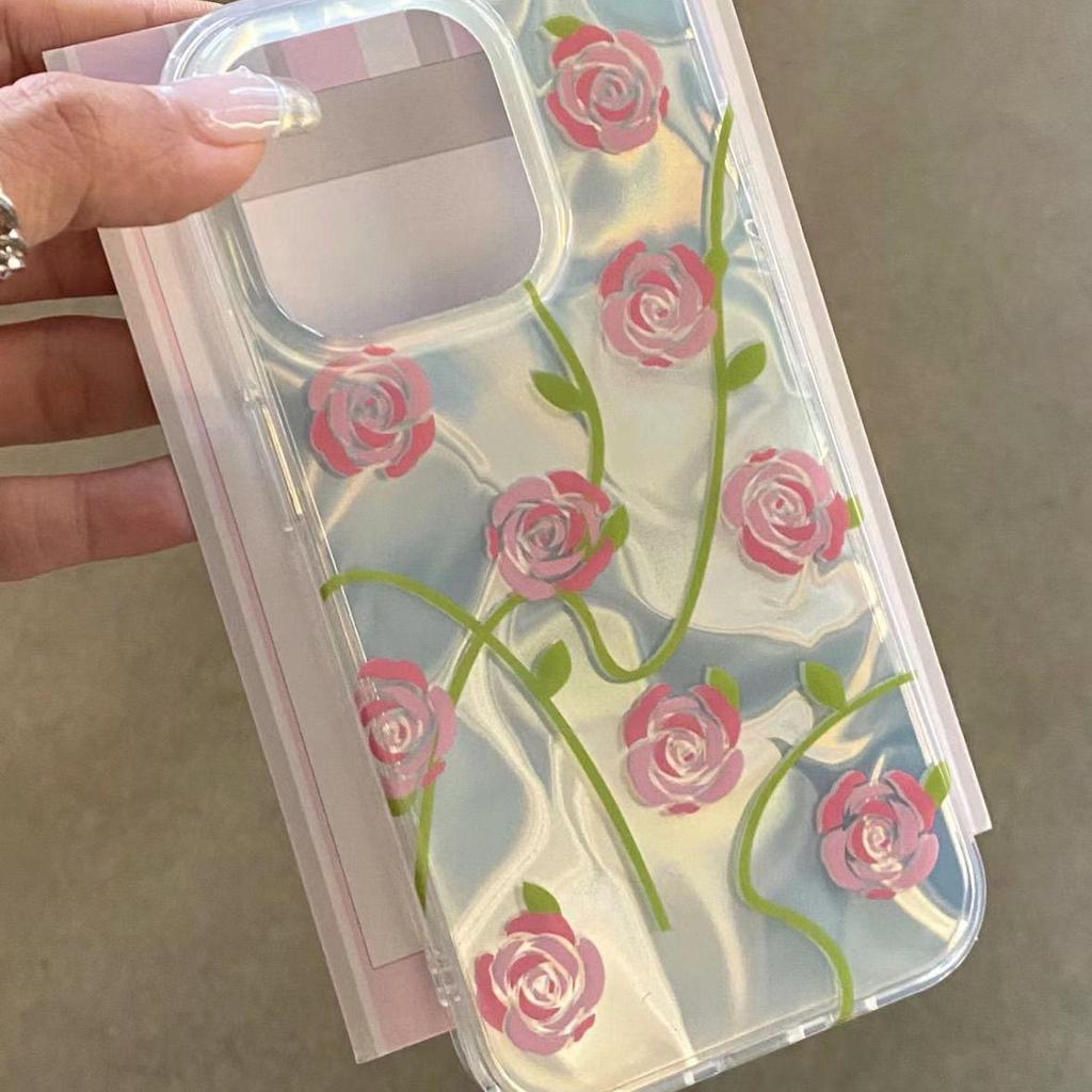 Pouzdro Pink Rose Water Ripple Case – kompatibilní s Apple 15/14/13/12/11/PRO/PROMAX/XSMAX/XR/XS.