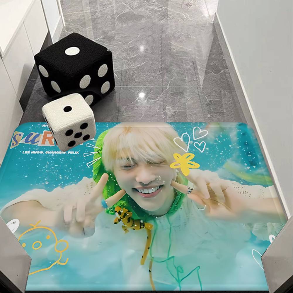 Kpop Singer F-Felix Hallway Carpet Washable Non-Slip Living Room Sofa Chairs Area Mat Kitchen Doormat Area Rug