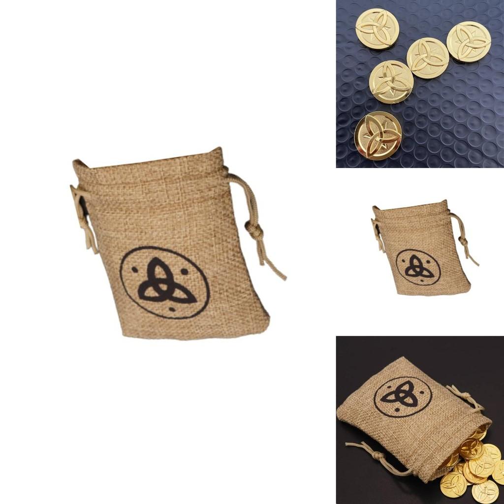 Genshin Impact Mora Gold Coin Set With Cloth Bag High-quality Board Game Currency Props