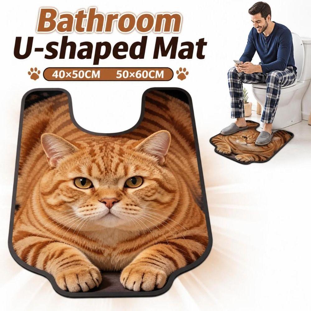Quick-dry Toilet Floor Rug Non-slip Bath Mat Fun Bathroom U-shaped Mat Household