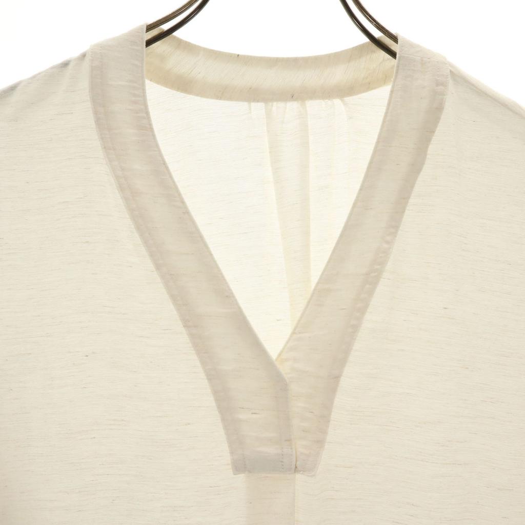 Unused PLUS OTO.HA Five-quarter Sleeve V Neck Long Dress 2 Off White Women Used