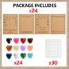 24 Pcs Valentines Gift Cards with Heart-Shape Crystal Gems Valentine Exchange Card for Boys & Girls Classroom School Party Favor