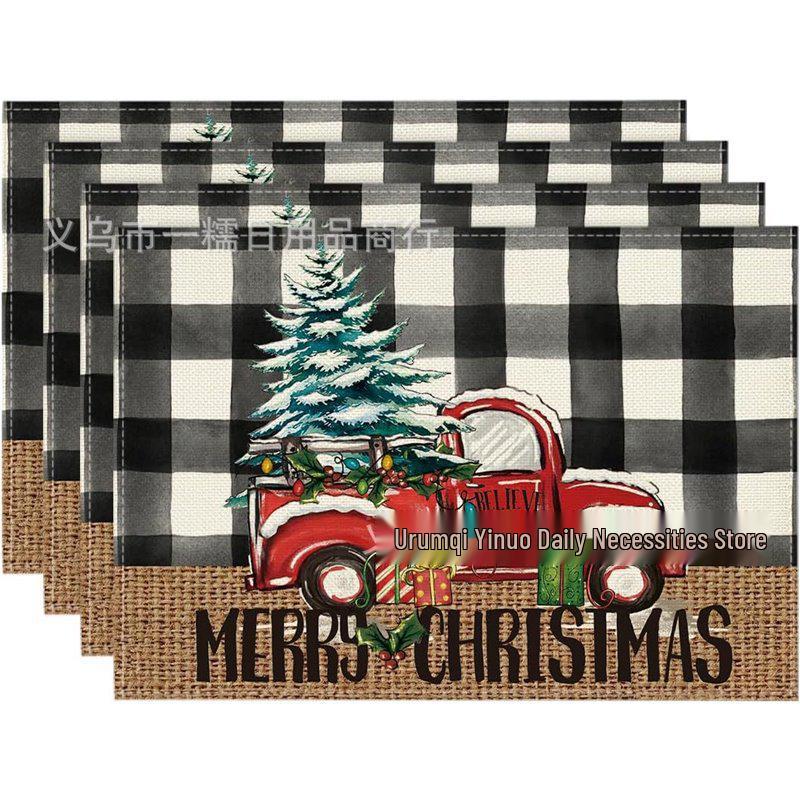 2024 Christmas Linen Table Mats - Washable, Stain-Resistant, Heat-Resistant with Snowflake & Santa Designs