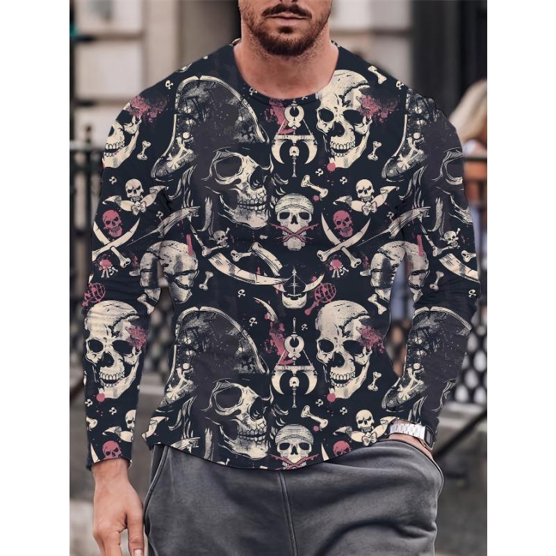 Fashion Pattern Printed T-shirt for Men and Women in Spring and Autumn Casual Outdoor Long Sleeved T-shirt Top Street Clothing