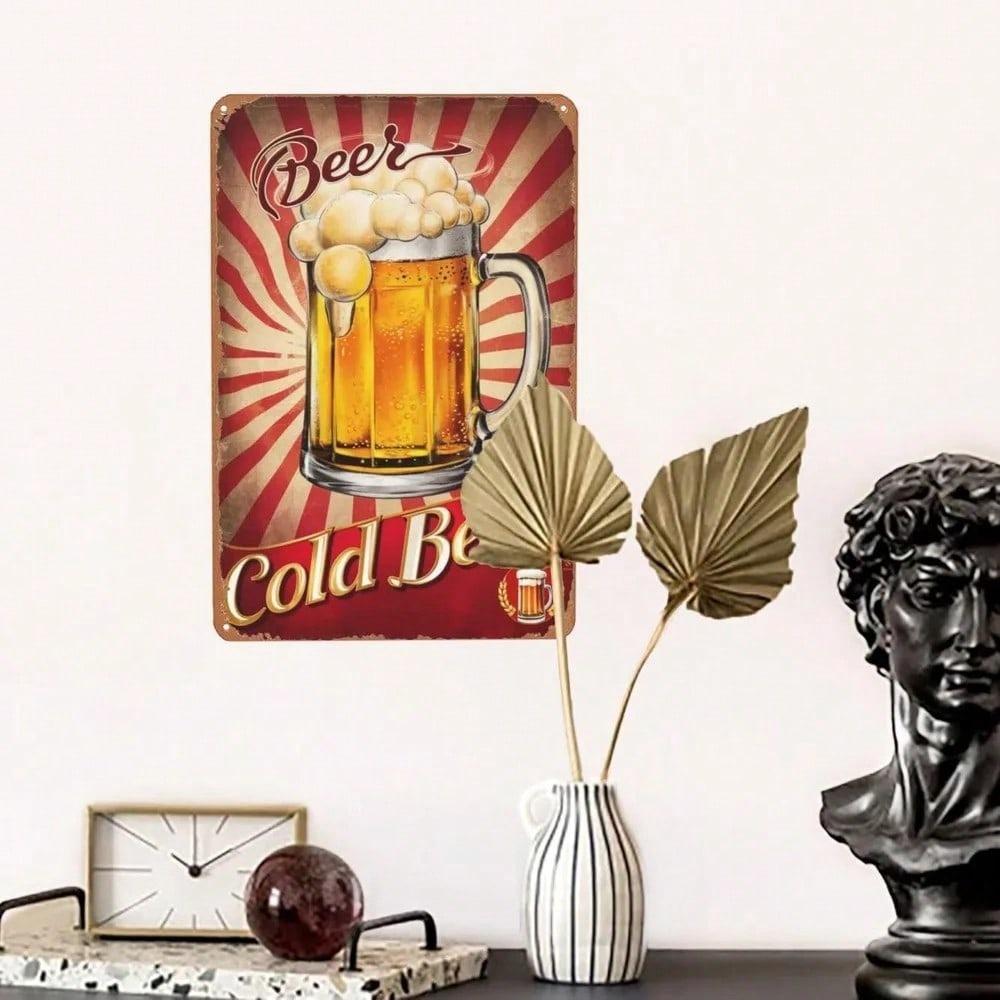 Vintage Beer Tin Sign Metal Wall Art Plaque 8x12 Rustic Retro Home Pub Bar Decor