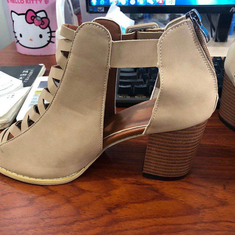 Dámské sandály na robustním podpatku se šněrováním ve velkých velikostech, lehké páskové se zapínáním na kotníku pro léto a podzim