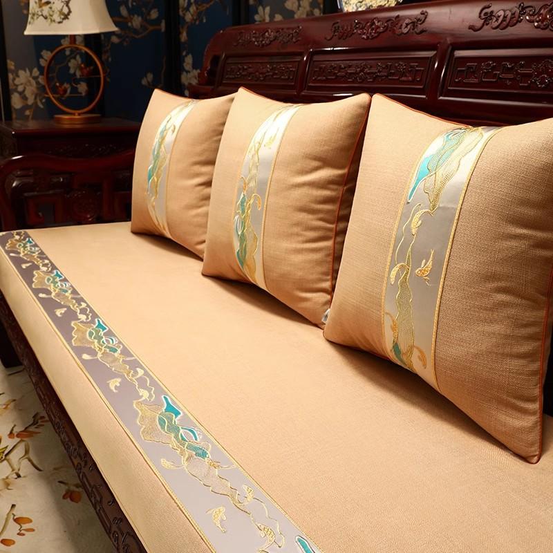 Mahogany Sofa Seat Cushion Embroidered Fabric Sofa Towel Non-Slip Chinese Solid Wood Sofa Cushion Cover Towel High-End Cover Cloth