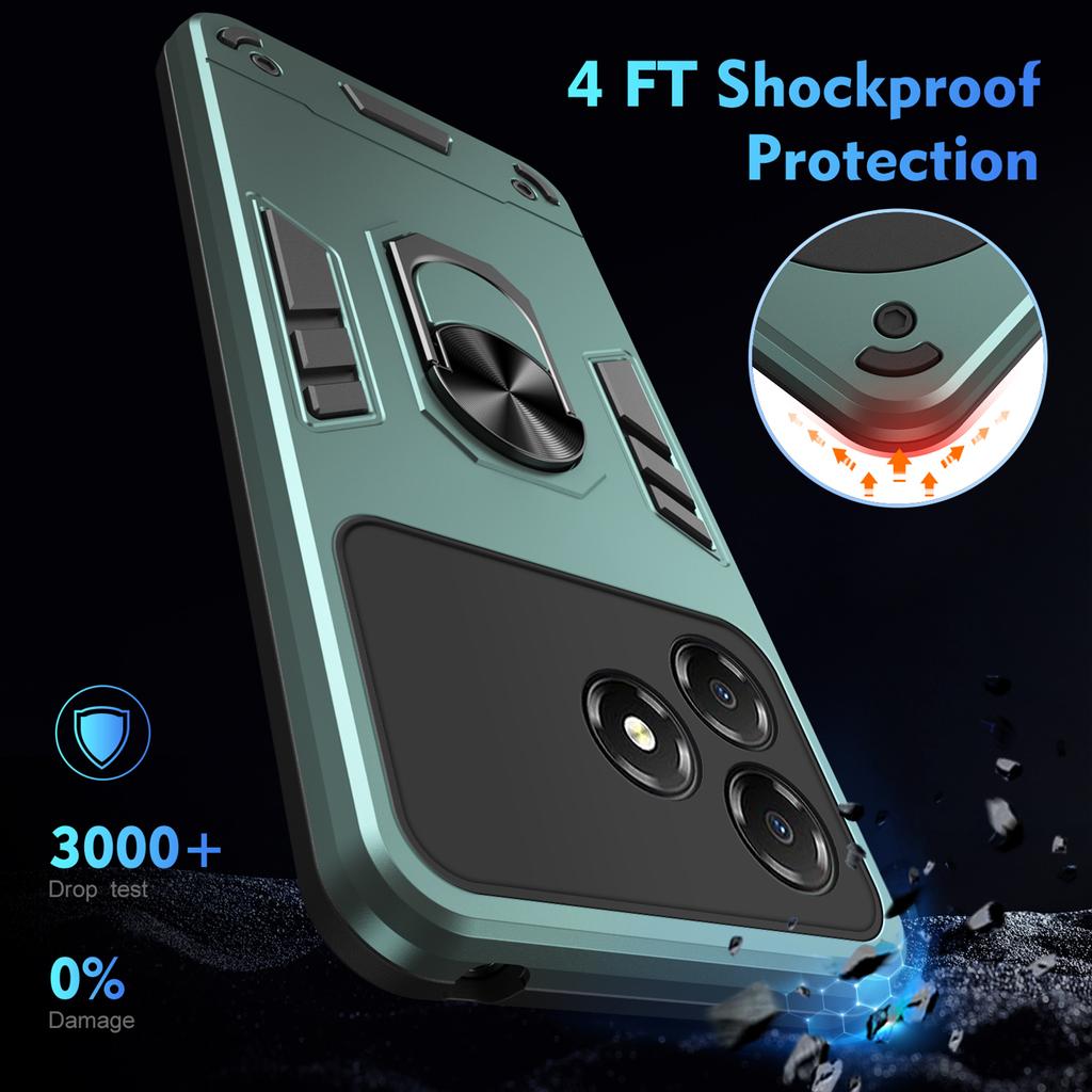 For ZTE Blade A36 Case PC+TPU Drop Defend Phone Cover with Ring Kickstand