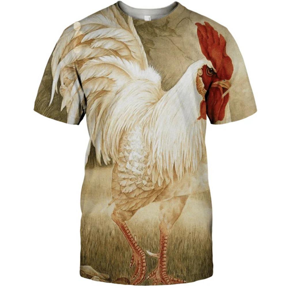Vintage Rooster Graphic T-shirt Men Women3D Print O-Neck Pullover Casual Short Sleeve T Shirt Fashion Harajuku Unisex Tees