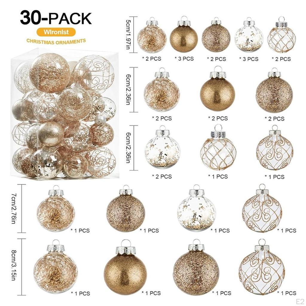 30 Pieces Christmas Tree Decorations Ball Ornaments Decorative Hanging Baubles Charm