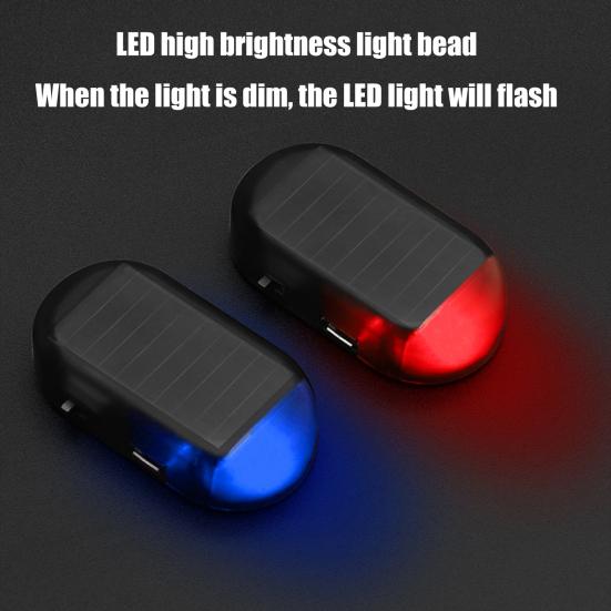 Car Interior Lights Solar Anti-Theft Warning Light Rechargeable Energy-Saving Car Snow Removal Device for SUV Sedan Off-Road