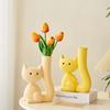 Nordic Resin Cute Cat Shape Vase, Home Dining Table, Bedroom, Living Room, Flower Decorations Accessories, Floral Ornament, 1Pc