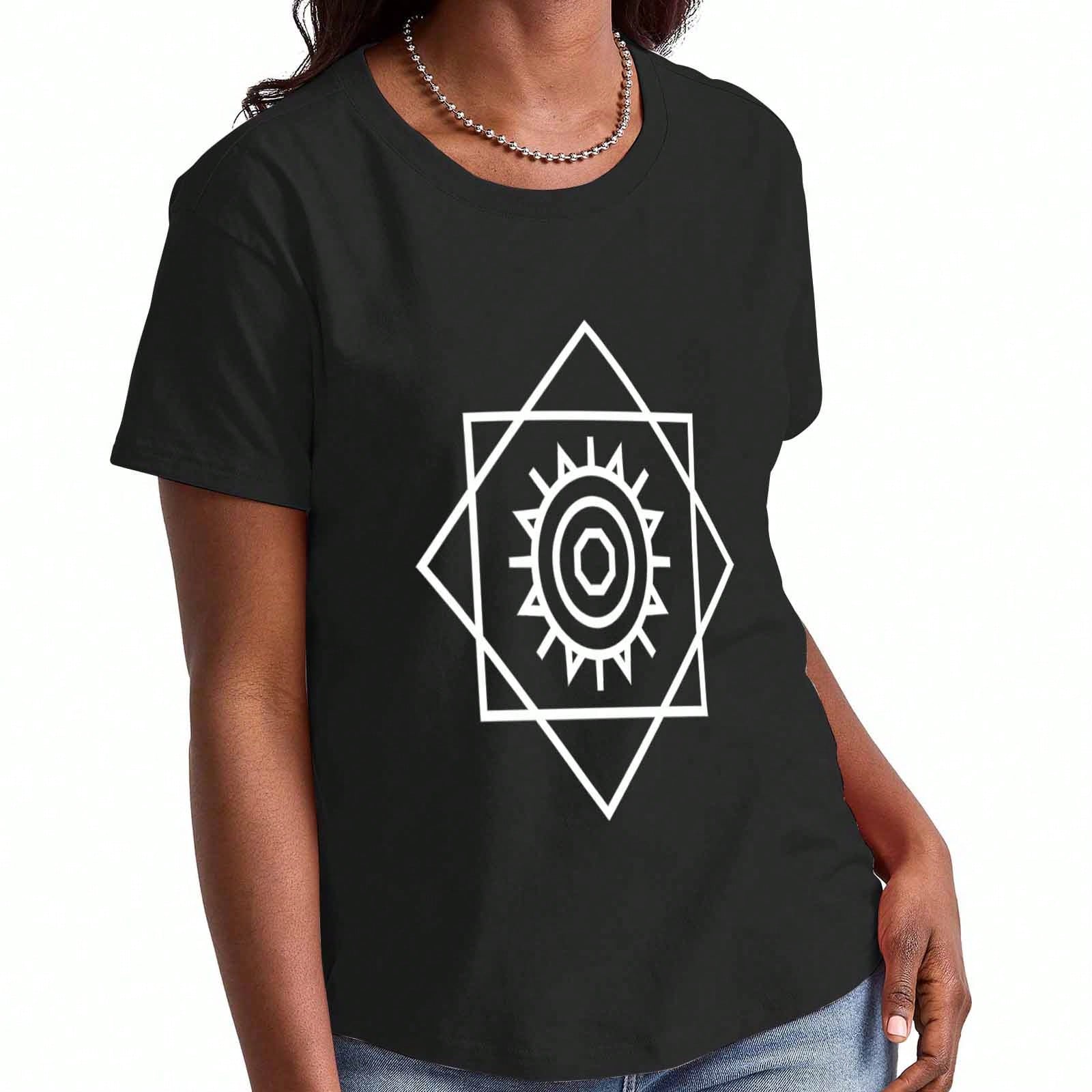 Geometric Shapes Wounisex s Cotton T Shirt, Premium Cotton Quality Print, Triangle Circle Pattern, Durable, Casual And Fashionable, Gradient Graphic T S разноцветный