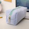 Stripe Design Pen Bag Seersucker Pen Pouch Simple Stationery Organizer  Back to School
