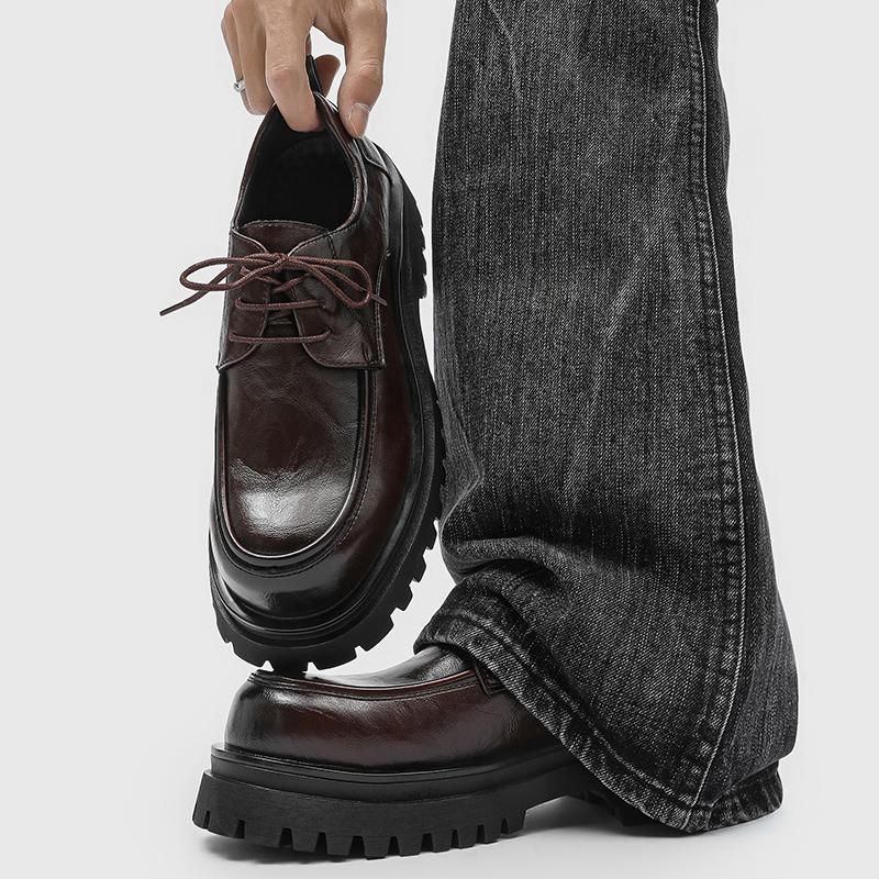 Fashion New Thick Soled Men's Leather Shoes Business Comfort Style Thick Soled Daily Shoes Hot Selling Retro and Minimalist 38-4