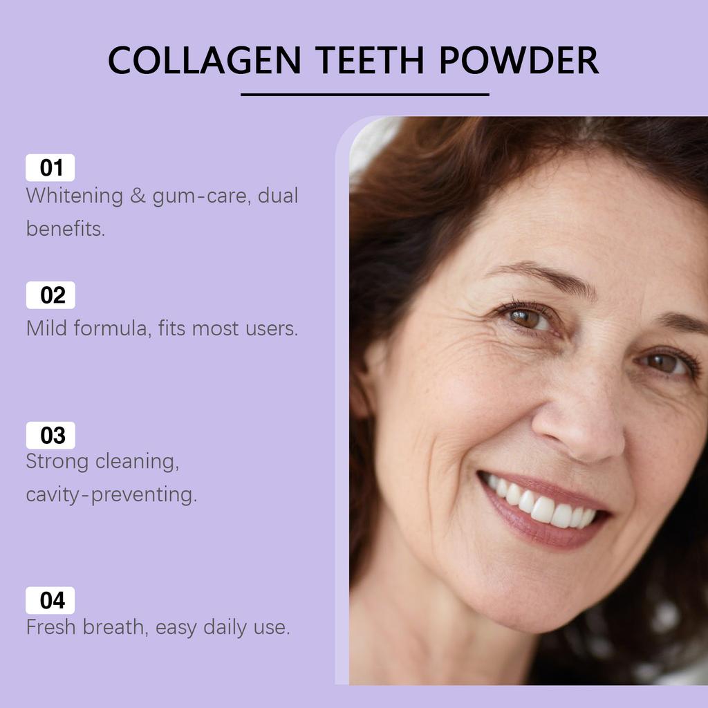 Collagen Teeth Cleaning Powder Mint Fresh Breath Repair Gum Enamel Sensitive Gentle Mouth Nursing Natural Teeth Whitening Powder