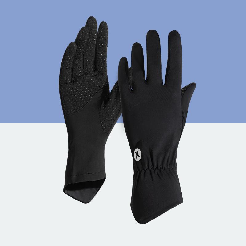 Custom Logo Summer Outdoor Ice Silk Sun Protection UV Touchscreen Riding Driving Gloves чёрный