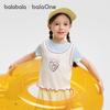 Balabala Girls' Faux Two-Piece Short-Sleeve T-Shirt