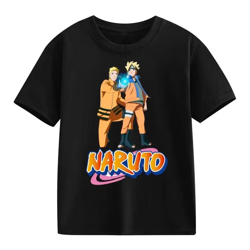 2026 New Naruto Teenager Tshirt Cartoon Character Print Pure Cotton Shortsleeved Roundneck Shirt