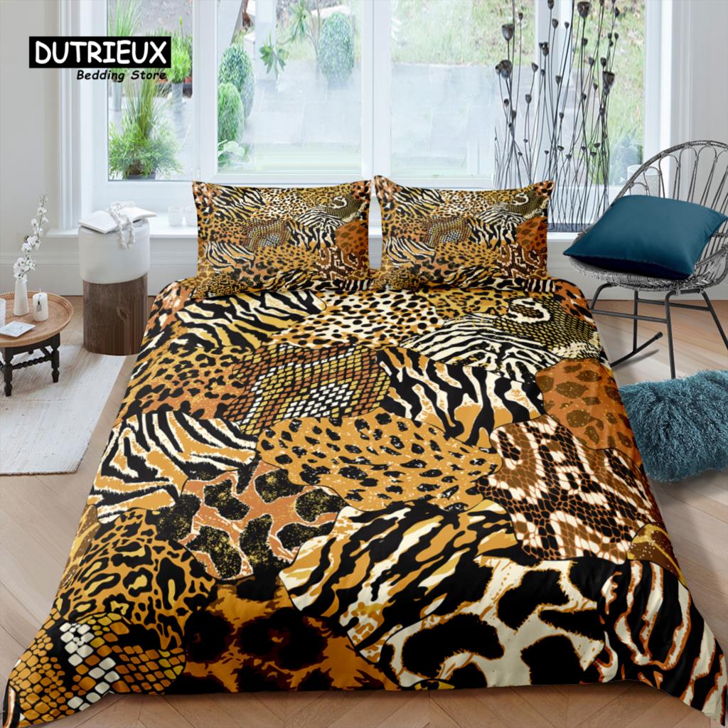 

Роскошный 3D комплект постельного белья с леопардом для дома, пододеяльник, наволочка, детский комплект постельного белья, размер Queen и King, размер EU/US/AU/UK EU single(135x200cm)
