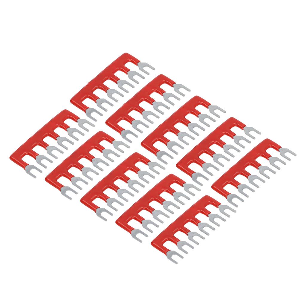 10pcs Fork Type Terminal Strips 400V 15A Pure Copper PVC Flame Retardant Jumper Block Terminal Strips for Factory Red