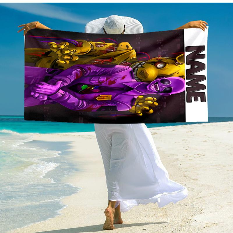 Personalized Customized Proof Beach Towel with Five Nights At Freddy's Pattern - Soft, Absorbent, Quick-drying, Perfect Swimming, Camping&bathing