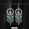 Niche turquoise earrings Bohemian long fringed earrings women's retro design earrings