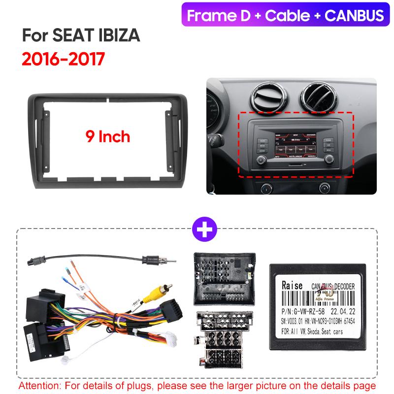 2008 - 2014 2015 2016 2017 For SEAT IBIZA 9"/LHD/RHD Car Multimedia Radio Frame Fascia Panel Dashboard Mounting Bracket Adapter