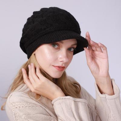 Autumn and Winter Warm Knitted Windproof Thick Women's Cap with Velvet
