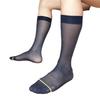 Men's Over The Calf Dress Socks Breathable Fabric Thin See Through Nylon Stockings for Formal Event and Business Meeting