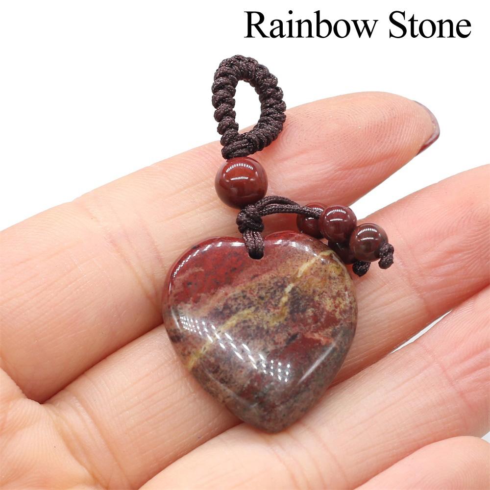 

1 шт. брелок в форме сердца из натурального камня, брелок в стиле Ins Reiki Healing Crystal Agate Amethyst Jewel Stone для женщин, ювелирные изделия, подарок на День матери и День отца 1Pc-25×25mm
