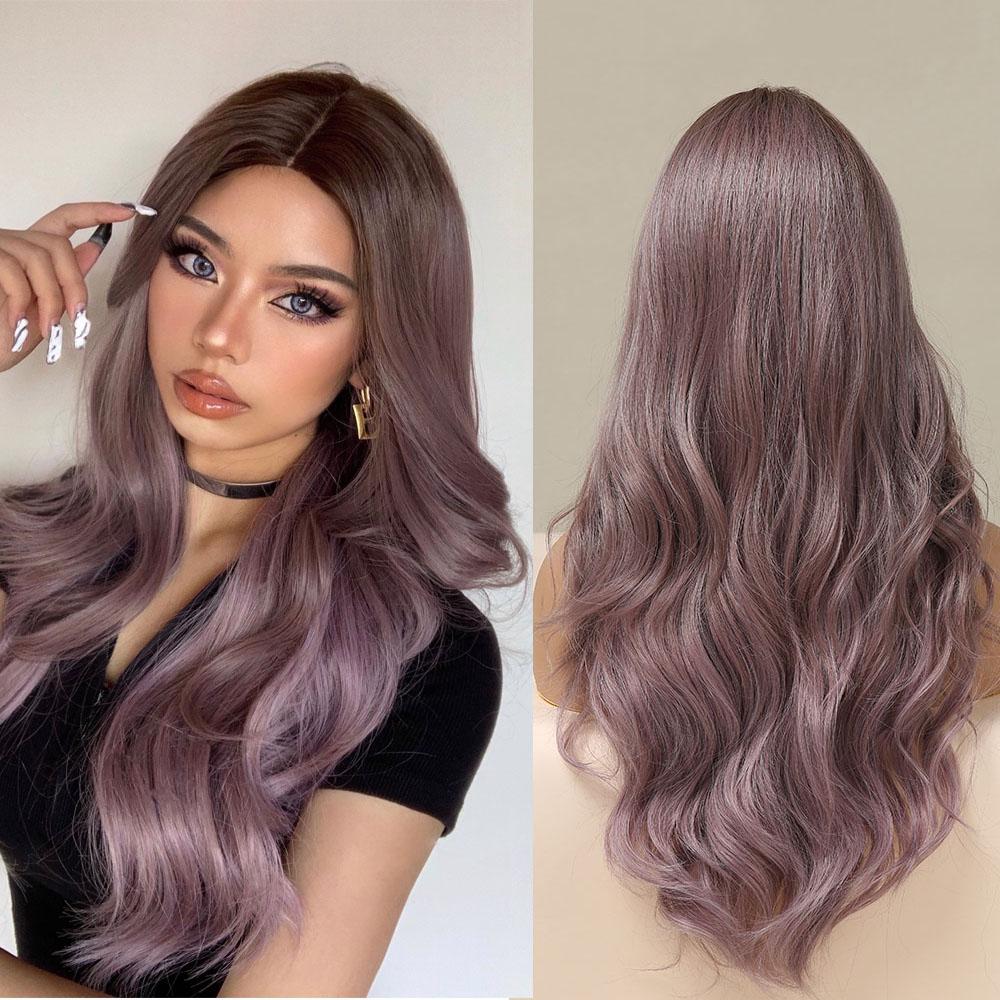 HENRY MARGU Long Dark Red Synthetic Wig Brown To Red Ombre Natural Hair Wig for Women Christmas Wig Cosplaysalon Heat Resistant