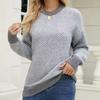 IHUASU Damen Herbst und Winter Gestreifter Mode Langarm O-Ausschnitt Gestrickter Lockerer Patchwork Pullover Pullover