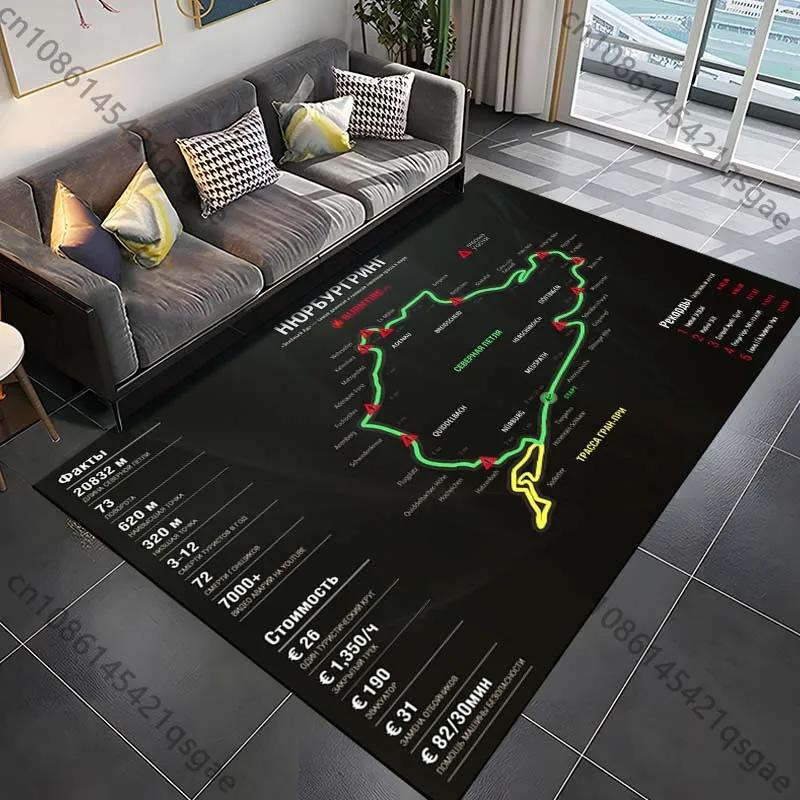 Nürburgring F1 Track Rug Bedroom & Living Room Carpet, Creative Door Mat & Home Decor Area Rug
