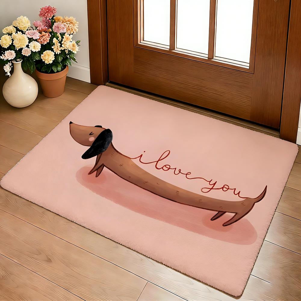Dachshund puppy Floor Mat Cozy Flannel Soft Thick Non-Slip Mat for Living Room Bedroom Kitchen Decor Rugs