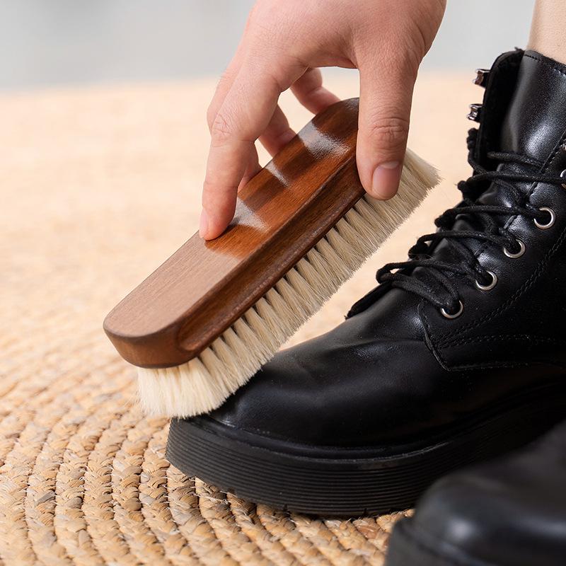 High-Grade Wool Shoe Brush with Super Soft Bristles - Safe for Cleaning Leather Shoes and Bags