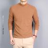 Men's Double-Sided Velvet Half-High Collar Long-Sleeve Black T-Shirt for Autumn and Winter