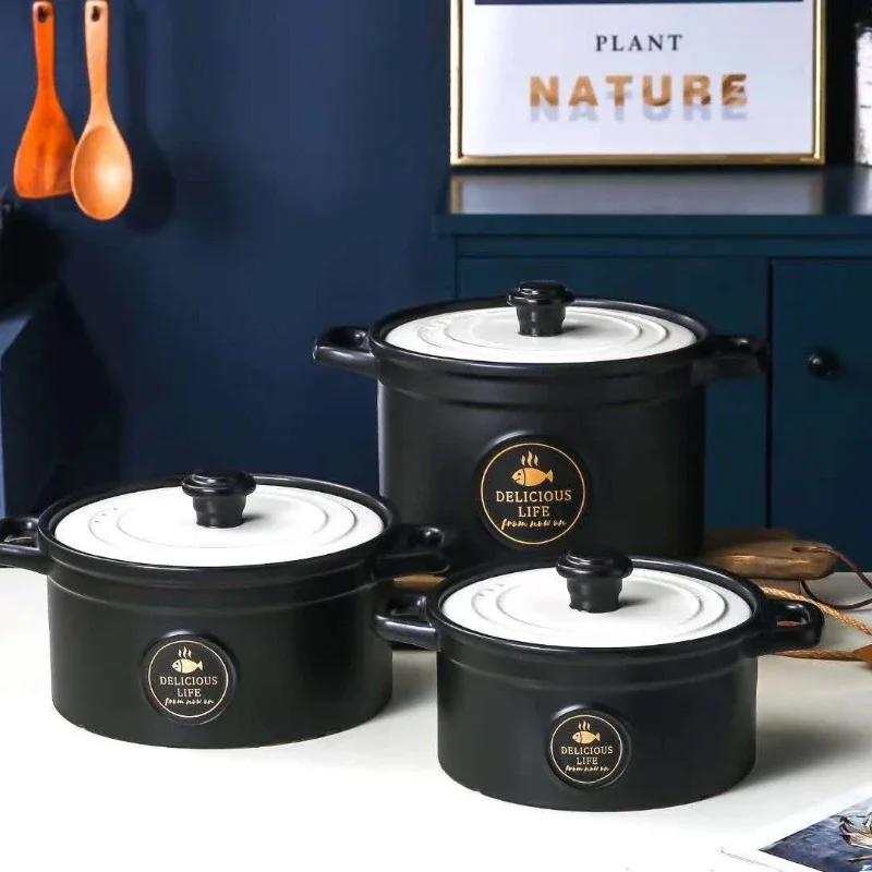 Ceramic casserole Nordic Green High capacity soup pot large Saucepan home Kitchen supplies pan big Cooking pot cookware