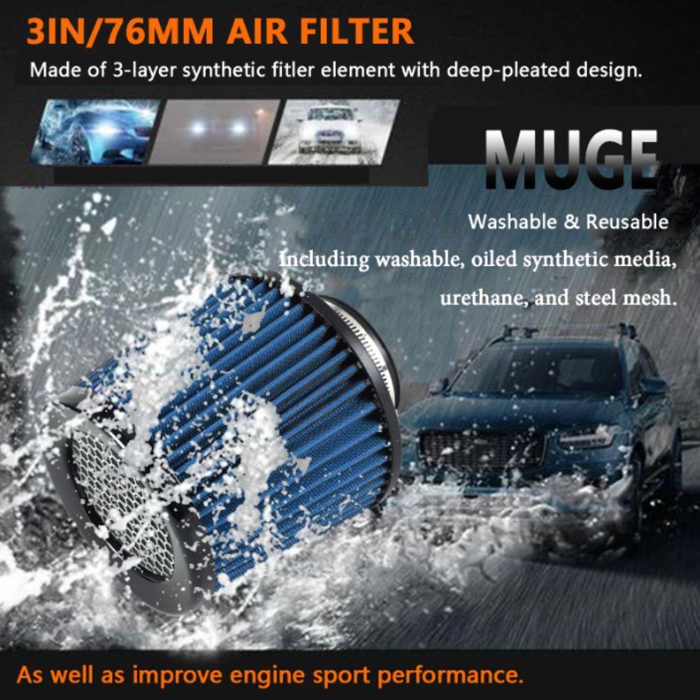 Washable Air Intake Filter Sport Power Mesh Cone Air Filter Cold Air Intake Filter  Car Engine