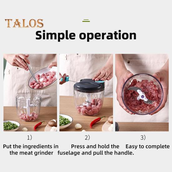 Mașină de tocat carne manuală, tocator de legume, portabilă, cu șir de trageți manual, tocator de usturoi, tăietor de ceapă, robot de bucătărie pentru legume, fructe și nuci