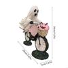 62KD Halloween Themed Ghostly with Pumpkin Riding Bicycles Figurine Decorative Resins Statue Sculpture Party Decors Ornament