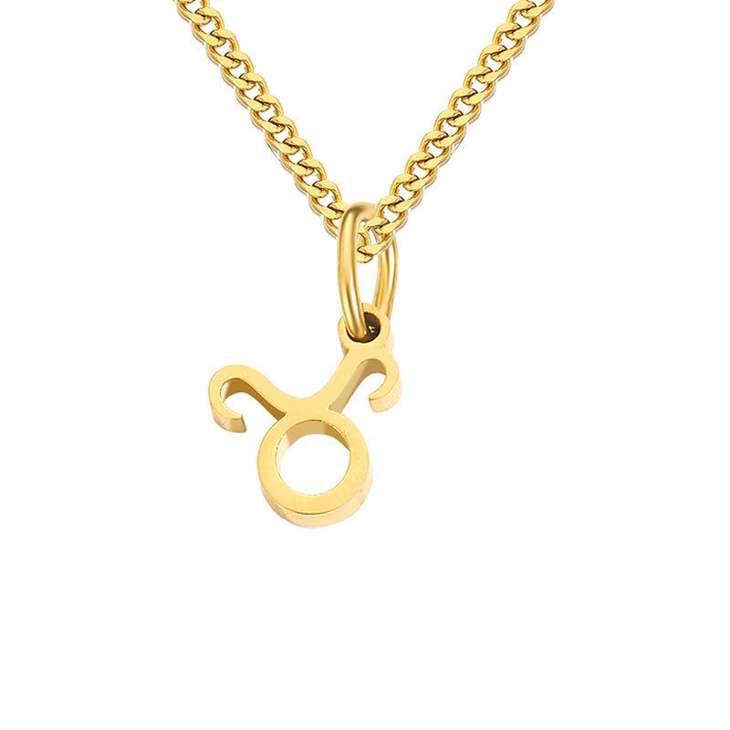 Gold-Plated Stainless Steel Zodiac Pendant Necklace for Women
