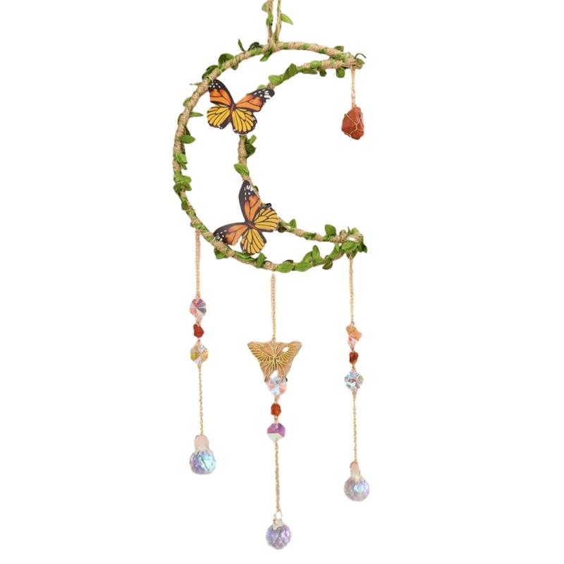 

Butterflies Decorative Wind Chimes Ornament Suncatchers Crystal Wall Hanging Window Decorations for Bedroom Dorm Decor